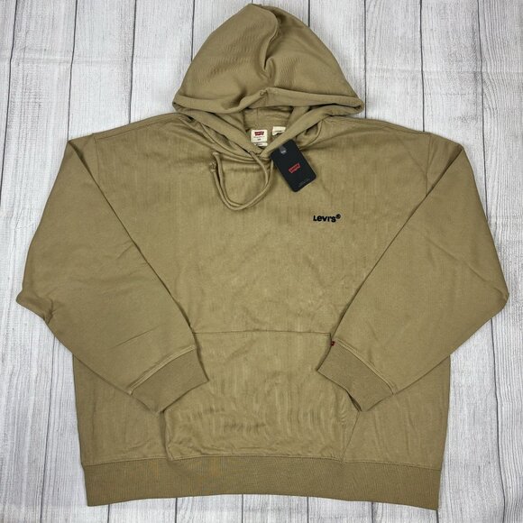 Levis Mens Hoodie XXL Relaxed Fit Tan Sweatshirt NWT. - Picture 1 of 14